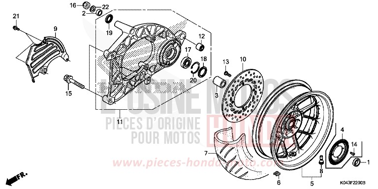 REAR WHEEL/SWINGARM for NSS300A SEAL SILVER METALLIC (NHA14) from 2013
