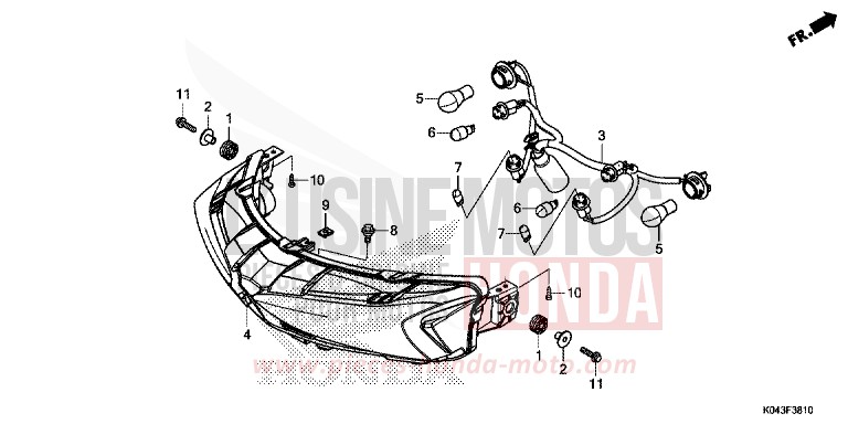 REAR COMBINATION LIGHT for NSS300A SEAL SILVER METALLIC (NHA14) from 2013