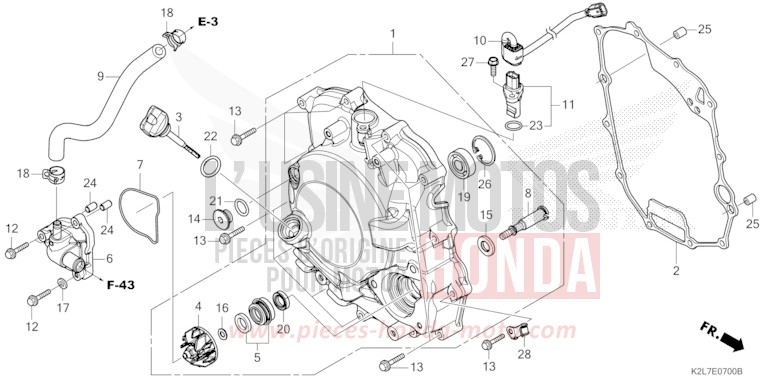 RIGHT CRANKCASE COVER/WATER PUMP for ADV350A MAT CARBONIUM GRAY METALLIC (NHB52) from 2022