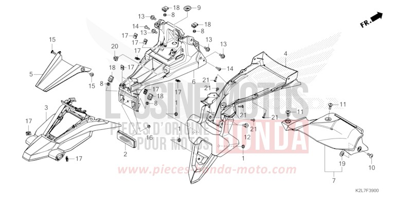 REAR FENDER for ADV350A SPANGLE SILVER METALLIC (NHA49) from 2023