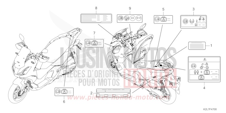 CAUTION LABEL for ADV350A PEARL FALCON GRAY (NHC61) from 2024
