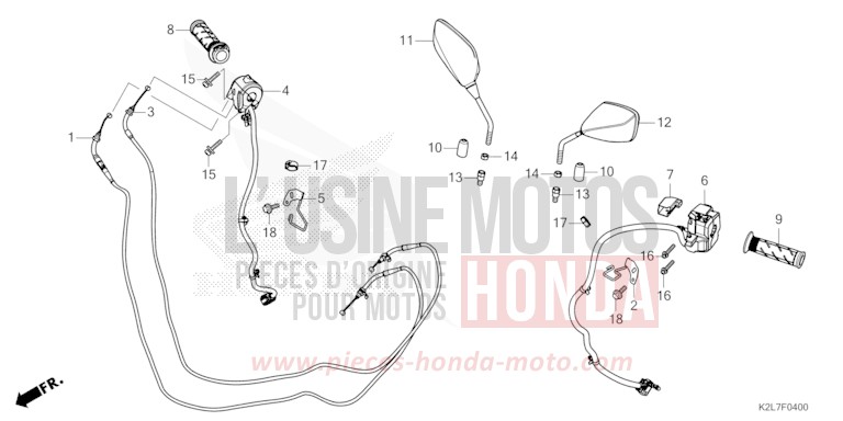 SWITCH/GRIP/CABLE/MIRROR for ADV350A PEARL FALCON GRAY (NHC61) from 2024