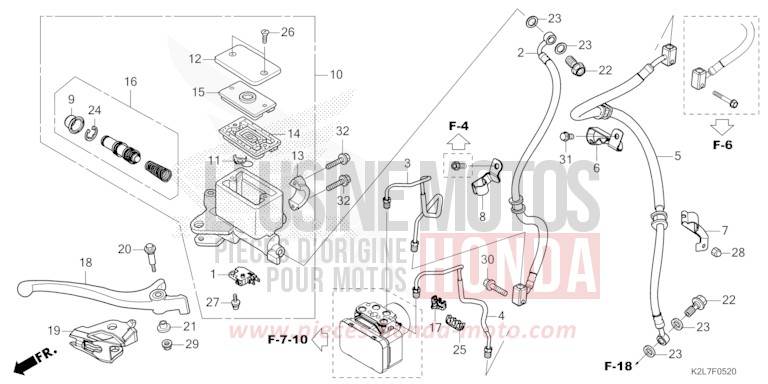 FRONT BRAKE MASTER CYLINDER for ADV350A HYPER RED (R348) from 2025