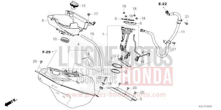 FUEL TANK for ADV350A HYPER RED (R348) from 2025