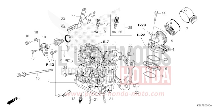 CYLINDER HEAD for ADV350A HYPER RED (R348) from 2025