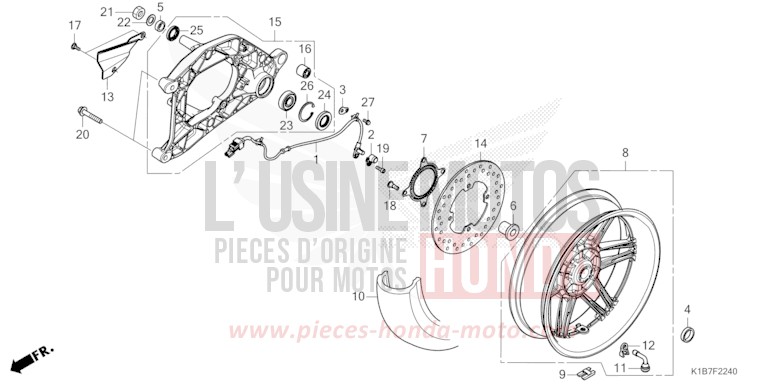 REAR WHEEL/SWINGARM for NSS350A MAT CARNELIAN RED METALLIC (R384) from 2022