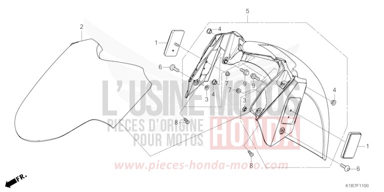 FRONT FENDER for NSS350A MAT CYNOS GRAY METALLIC (NH312) from 2022