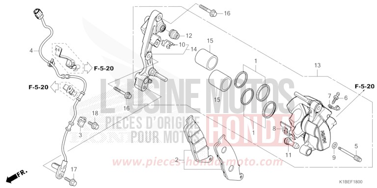 FRONT BRAKE CALIPER for NSS350A CARNELIAN RED METALLIC (R296) from 2025