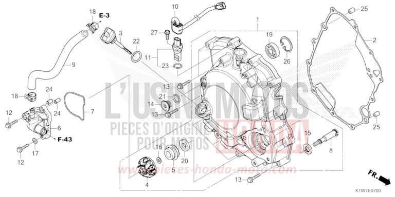 RIGHT CRANKCASE COVER/WATER PUMP for SH350i MAT RUTHENIUM SILVER METALLIC (NHB88) from 2023