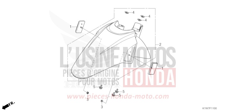 FRONT FENDER for SH350A MAT PEARL COOL WHITE (NHB44) from 2024