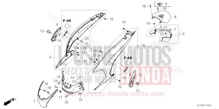 BODY COVER for SH350i MAT LUSENT SILVER METALLIC (NHC09) from 2025