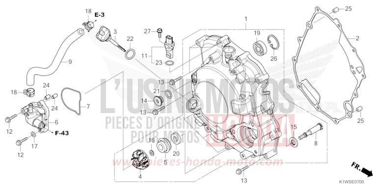RIGHT CRANKCASE COVER/WATER PUMP for SH350i MAT LUSENT SILVER METALLIC (NHC09) from 2025