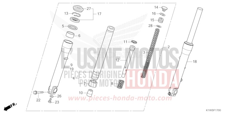 FRONT FORK for SH350A MAT LUSENT SILVER METALLIC (NHC09) from 2025