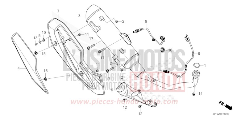 EXHAUST MUFFLER for SH350i MAT LUSENT SILVER METALLIC (NHC09) from 2025
