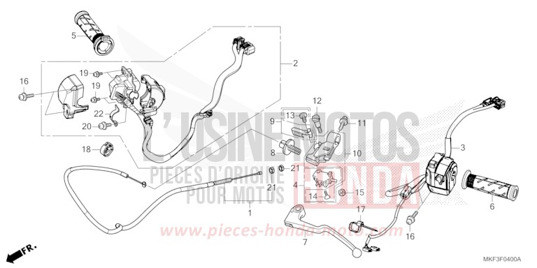 HANDLE LEVER/SWITCH/CABLE for CBR1000 VICTORY RED (R334) from 2017