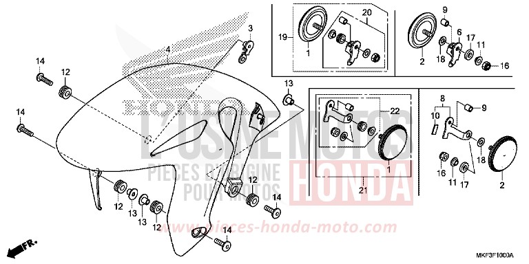 PARAFANGO ANTERIORE per CBR1000 VICTORY RED (R334) del 2017