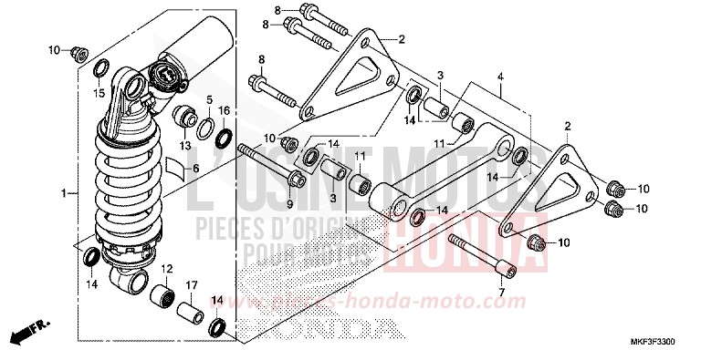 REAR CUSHION (CBR1000RR/RA) for CBR1000 VICTORY RED (R334) from 2017