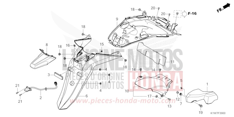 REAR FENDER for SH350i MAT LUSENT SILVER METALLIC (NHC09) from 2023
