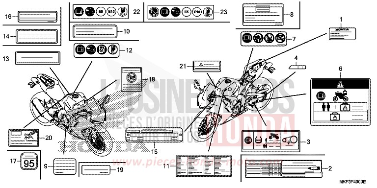 CAUTION LABEL for CBR1000 VICTORY RED (R334) from 2017