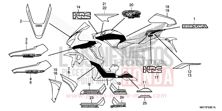 MARK/STRIPE (2) for CBR1000 VICTORY RED (R334) from 2017