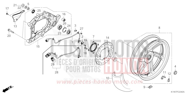 REAR WHEEL/SWINGARM for SH350i MAT LUSENT SILVER METALLIC (NHC09) from 2023