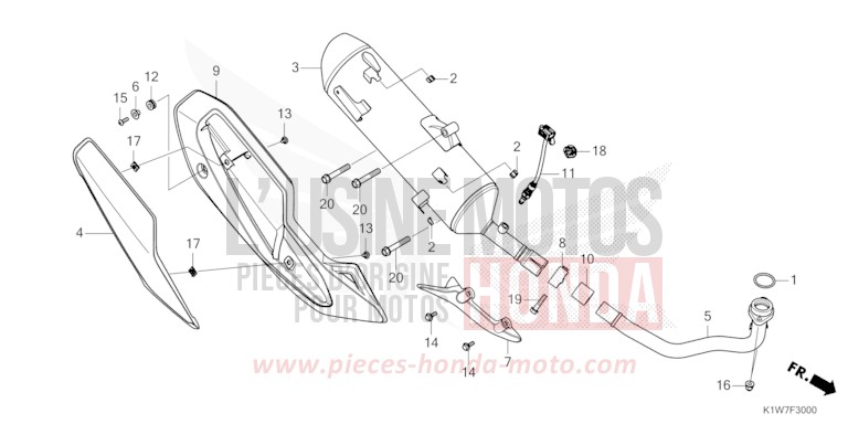 EXHAUST MUFFLER for SH350i MAT LUSENT SILVER METALLIC (NHC09) from 2023