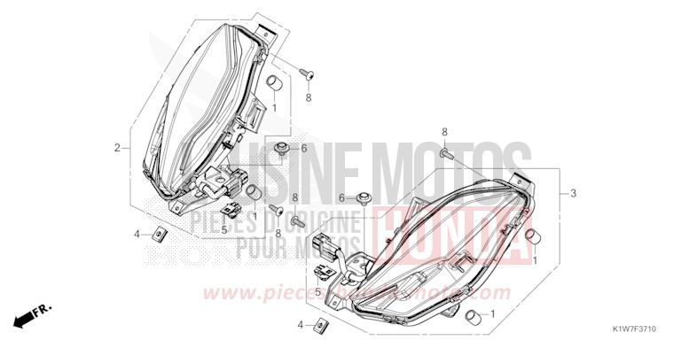 FRONT WINKER for SH350i MAT LUSENT SILVER METALLIC (NHC09) from 2023