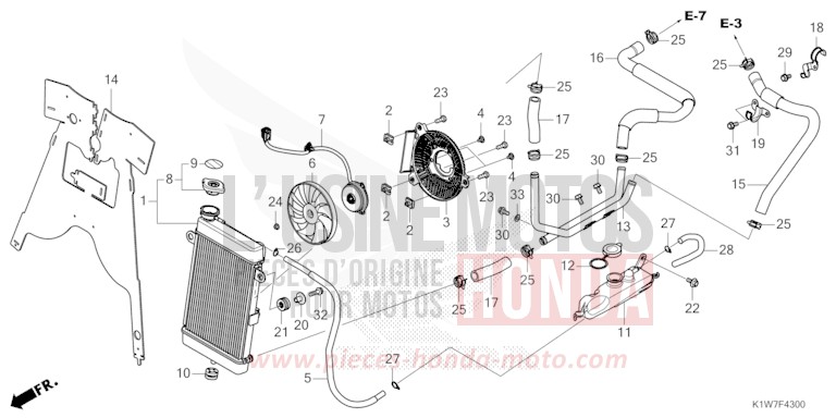 RADIATOR for SH350i MAT LUSENT SILVER METALLIC (NHC09) from 2023