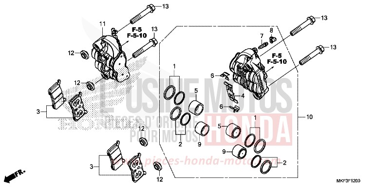 FRONT BRAKE CALIPER (CBR1000RR/RA) for CBR1000 MAT BALLISTIC BLACK METALLIC (NHA86) from 2017