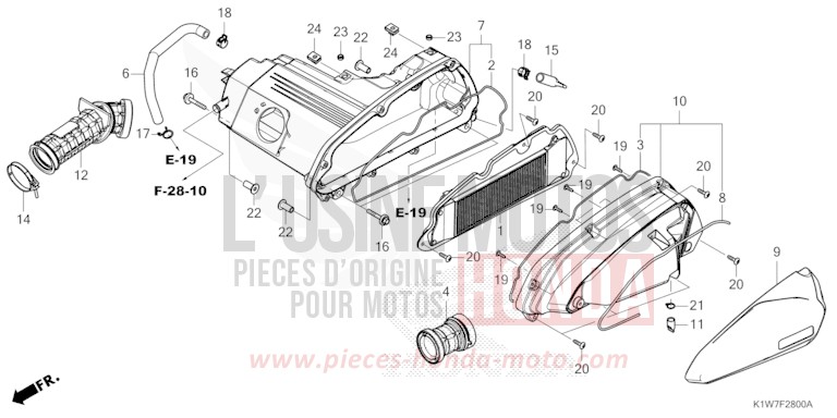 AIR CLEANER for SH350A MAT TECHNO SILVER METALLIC (NHB18) from 2024