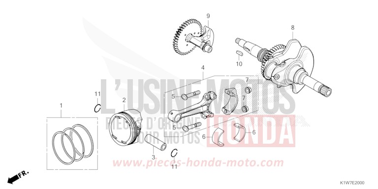 CRANKSHAFT/PISTON for SH350A MAT TECHNO SILVER METALLIC (NHB18) from 2024