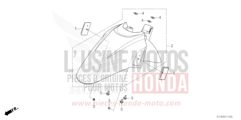 FRONT FENDER for SH350i MAT PEARL DIASPRO RED (R414) from 2025