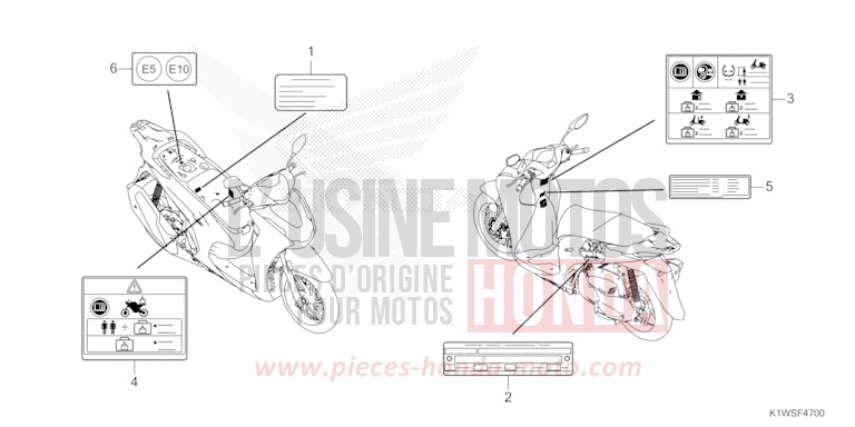 CAUTION LABEL for SH350i MAT PEARL DIASPRO RED (R414) from 2025