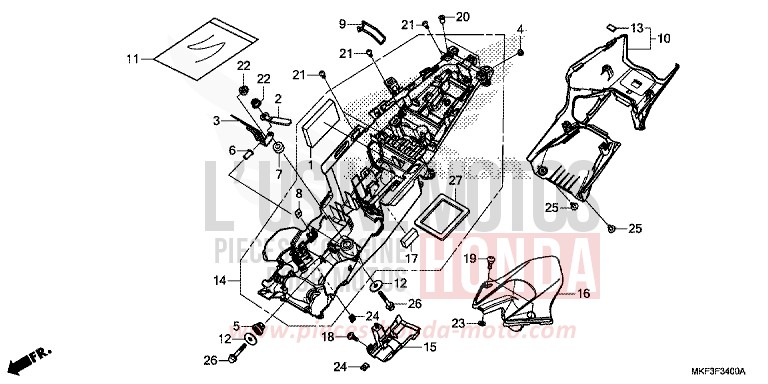 REAR FENDER for CBR1000 MAT BALLISTIC BLACK METALLIC (NHA86) from 2017