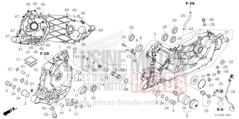 CRANKCASE for SH350i MAT PEARL DIASPRO RED (R414) from 2025