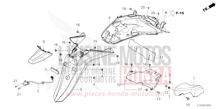 REAR FENDER for SH350i MAT PEARL DIASPRO RED (R414) from 2025
