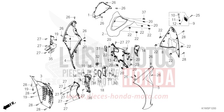 FRONT COVER for SH350i MAT ROCK GRAY (NHC70) from 2025