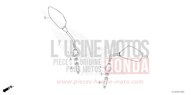 MIRROR for SH350i MAT PEARL DIASPRO RED (R414) from 2025