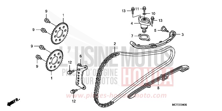 CAM CHAIN/TENSIONER for SW-T400 CYBER SILVER METALLIC (NHA43) from 2006