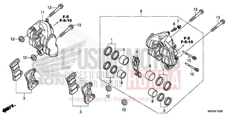 FRONT BRAKE CALIPER (CBR1000RR/RA) for CBR1000 ROSS WHITE (NH196) from 2015