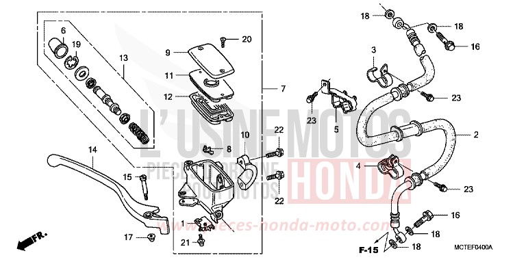 FR. BRAKE MASTER CYLINDER (FJS400D/FJS600D) for SW-T400 PURE BLACK (NH237) from 2007