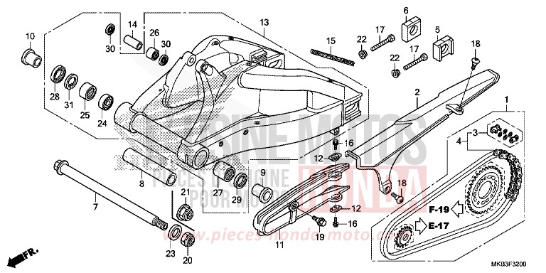 SWINGARM for CBR1000 ROSS WHITE (NH196) from 2015