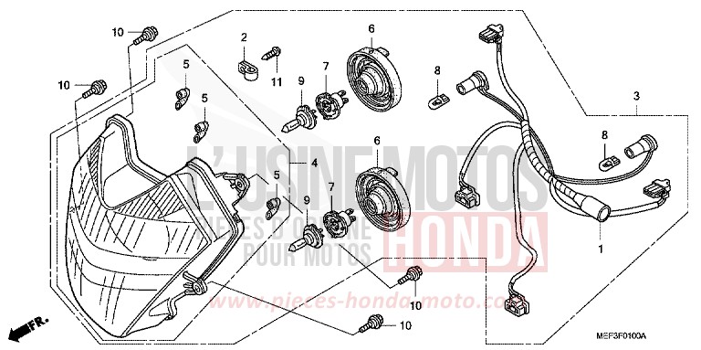 HEADLIGHT (FJS400D8) for SW-T400 SEAL SILVER METALLIC (NHA14) from 2008