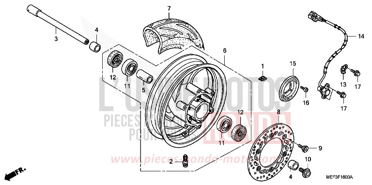 FRONT WHEEL for SW-T400 SEAL SILVER METALLIC (NHA14) from 2008