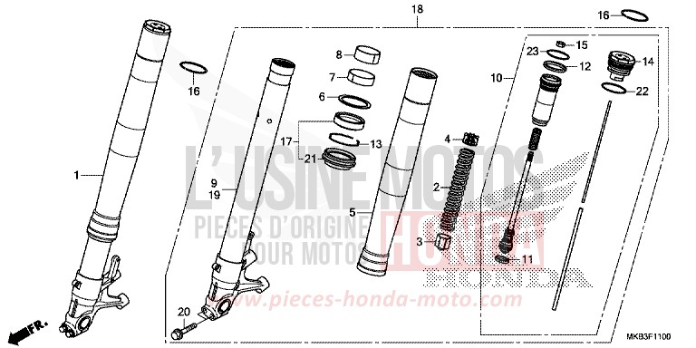 FRONT FORK (CBR1000RR/RA) for CBR1000 VIBRANT ORANGE (YR250X) from 2015