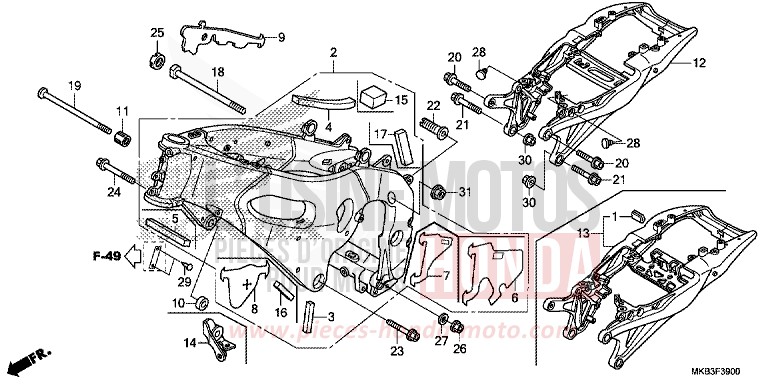 FRAME BODY for CBR1000 VIBRANT ORANGE (YR250X) from 2015