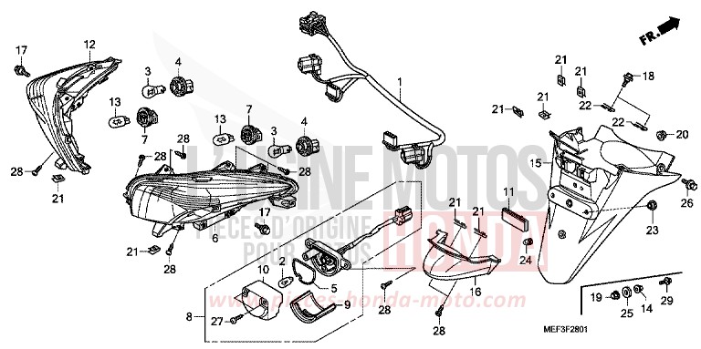 TAILLIGHT/REAR FENDER (FJS400D9/FJS400A) for SW-T400 PURE BLACK (NH237) from 2009