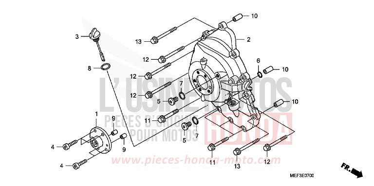 RIGHT CRANKCASE COVER for SW-T400 SWORD SILVER METALLIC (NHA95) from 2009