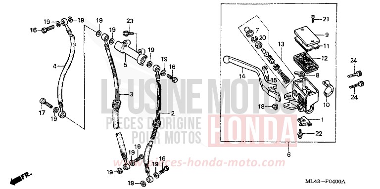 FRONT BRAKE MASTER CYLINDER for CB450S BLACK (NH1) from 1986