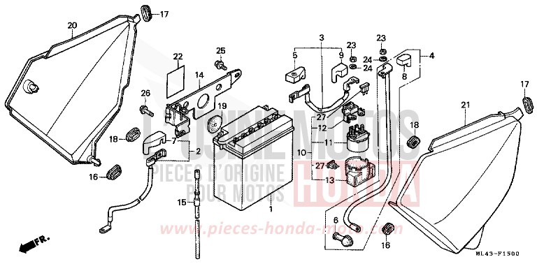 SIDE COVER/BATTERY for CB450S BLACK (NH1) from 1986